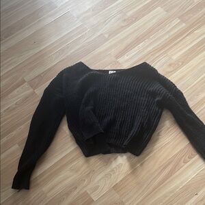 Self Esteem Black Off-the-Shoulder Sweater Ribbed Knit